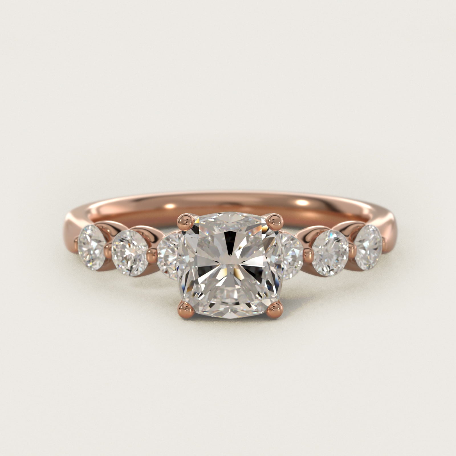 The Gallery Collection™ Floating Diamond Engagement Ring in 14k Rose Gold (1/3 ct. tw.) - Cushion Center