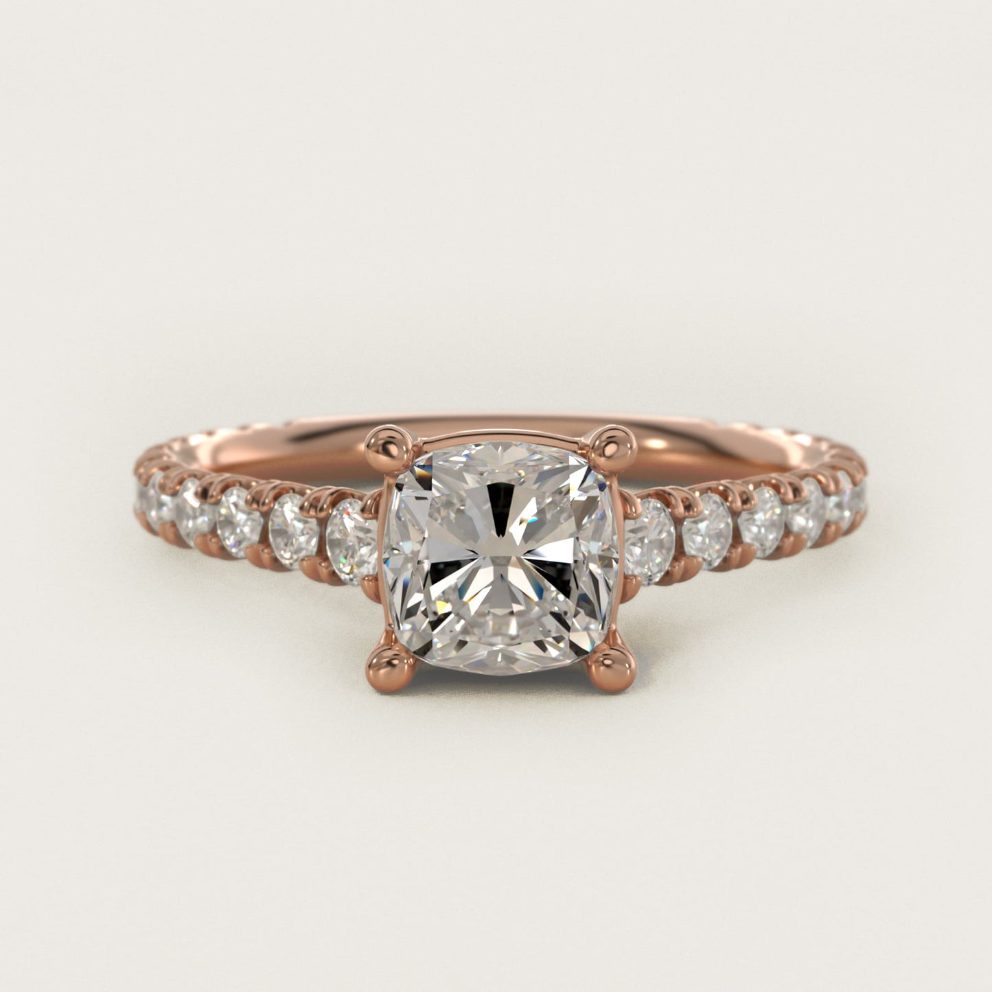 The Gallery Collection™ Cathedral PavŽ Diamond Engagement Ring in 14k Rose Gold (5/8 ct. tw.) - Cushion Center