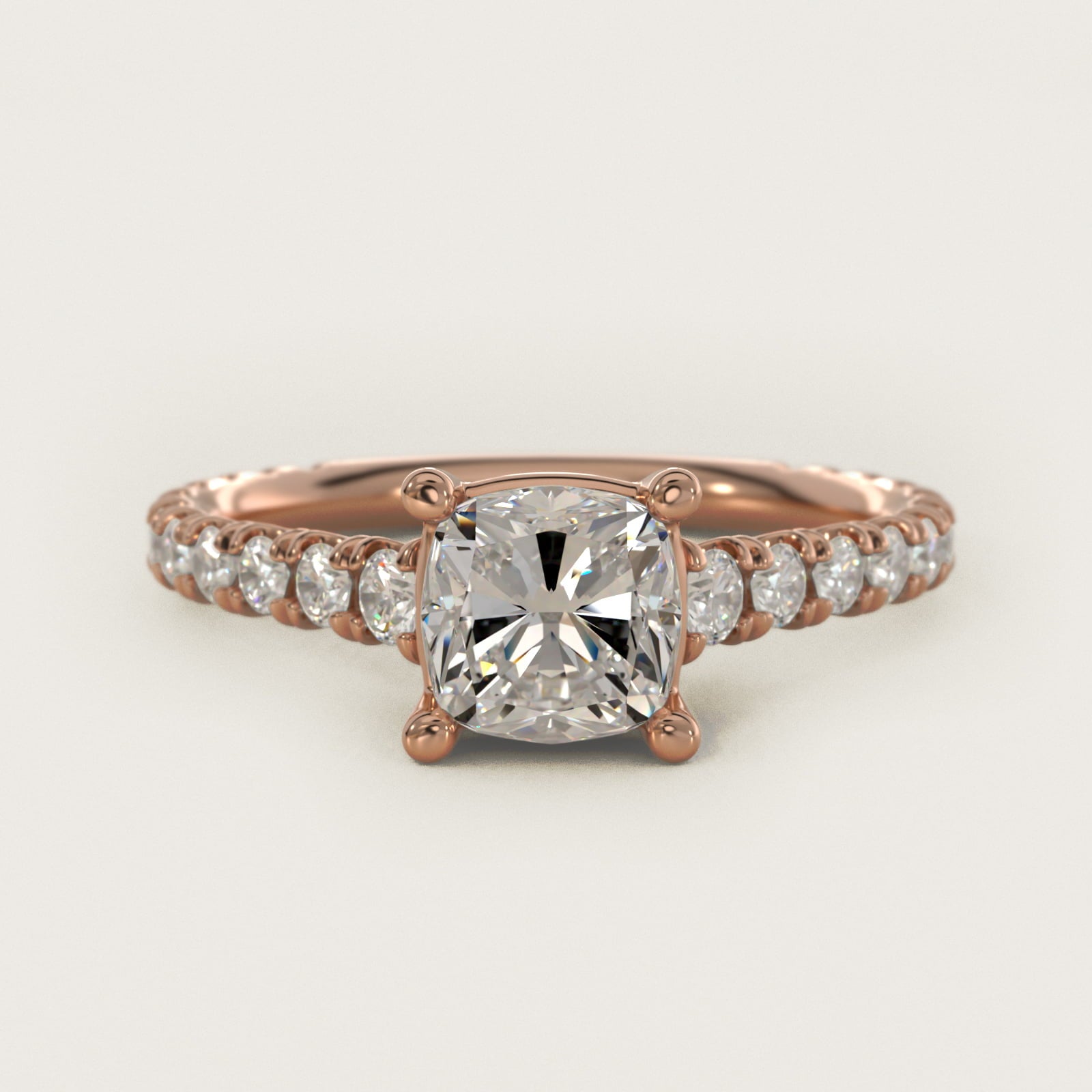 The Gallery Collection™ Cathedral PavŽ Diamond Engagement Ring in 14k Rose Gold (5/8 ct. tw.) - Cushion Center