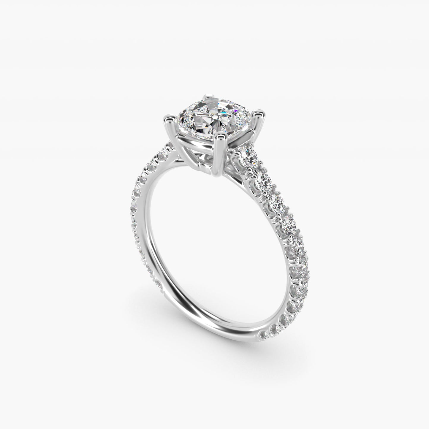 The Gallery Collection™ Cathedral PavŽ Diamond Engagement Ring in 14k White Gold (5/8 ct. tw.) - Cushion Center