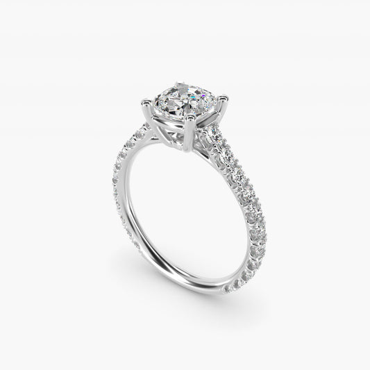 The Gallery Collection™ Cathedral PavŽ Diamond Engagement Ring in 14k White Gold (5/8 ct. tw.) - Cushion Center