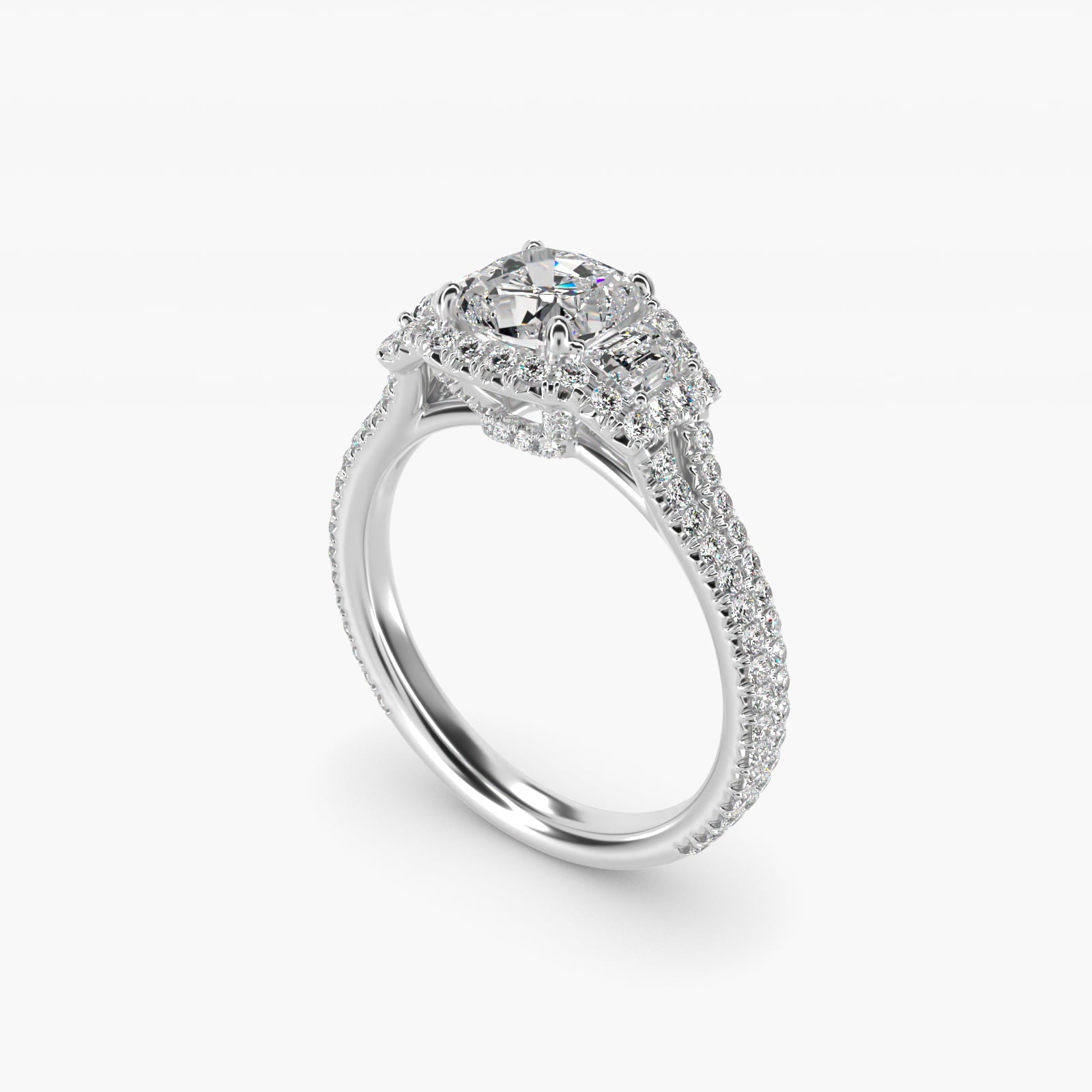 The Gallery Collection? Floating Diamond Engagement Ring in 18k White Gold (1/3 ct. tw.) - Cushion Center