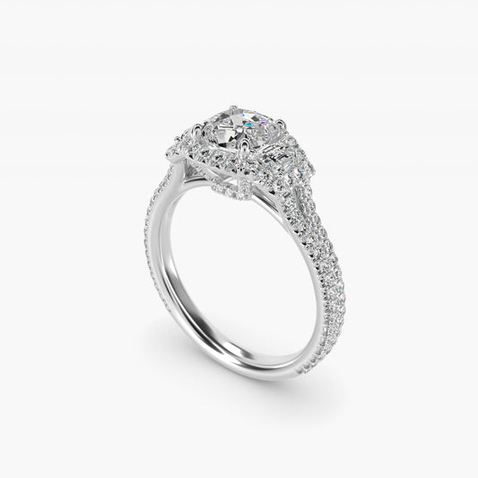 The Gallery Collection? Floating Diamond Engagement Ring in 18k White Gold (1/3 ct. tw.) - Cushion Center