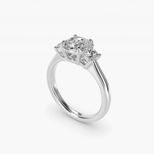 The Gallery Collectionª Princess-Cut Three-Stone Diamond Engagement Ring in 18k White Gold (3/8 ct. tw.) - Cushion Center