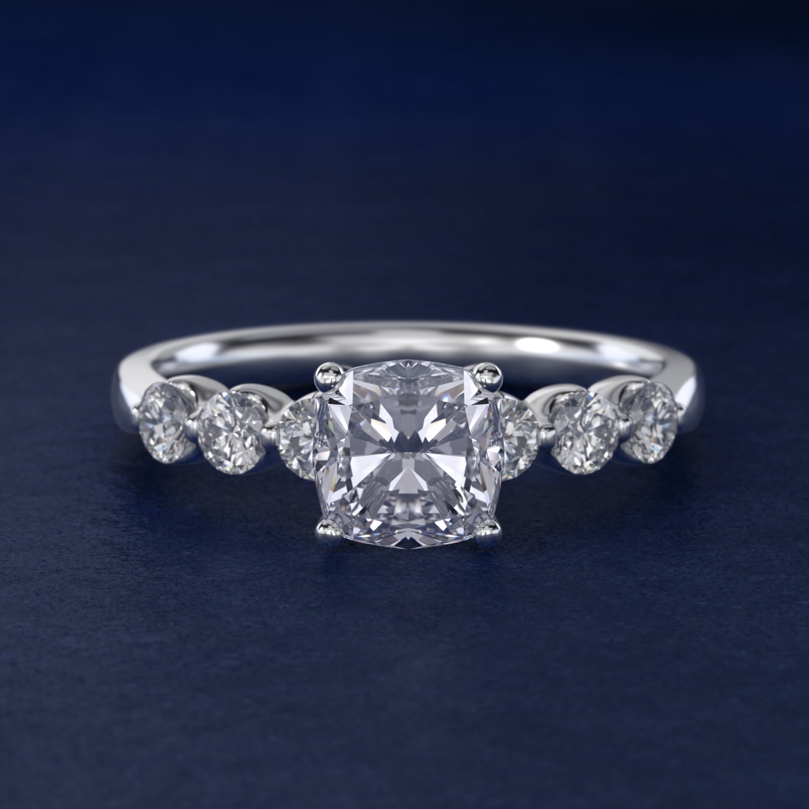 The Gallery Collection™ Floating Diamond Engagement Ring in 14k White Gold (1/3 ct. tw.) - Cushion Center