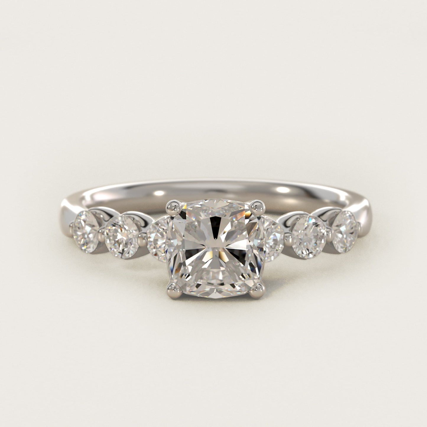 The Gallery Collection™ Floating Diamond Engagement Ring in 14k White Gold (1/3 ct. tw.) - Cushion Center