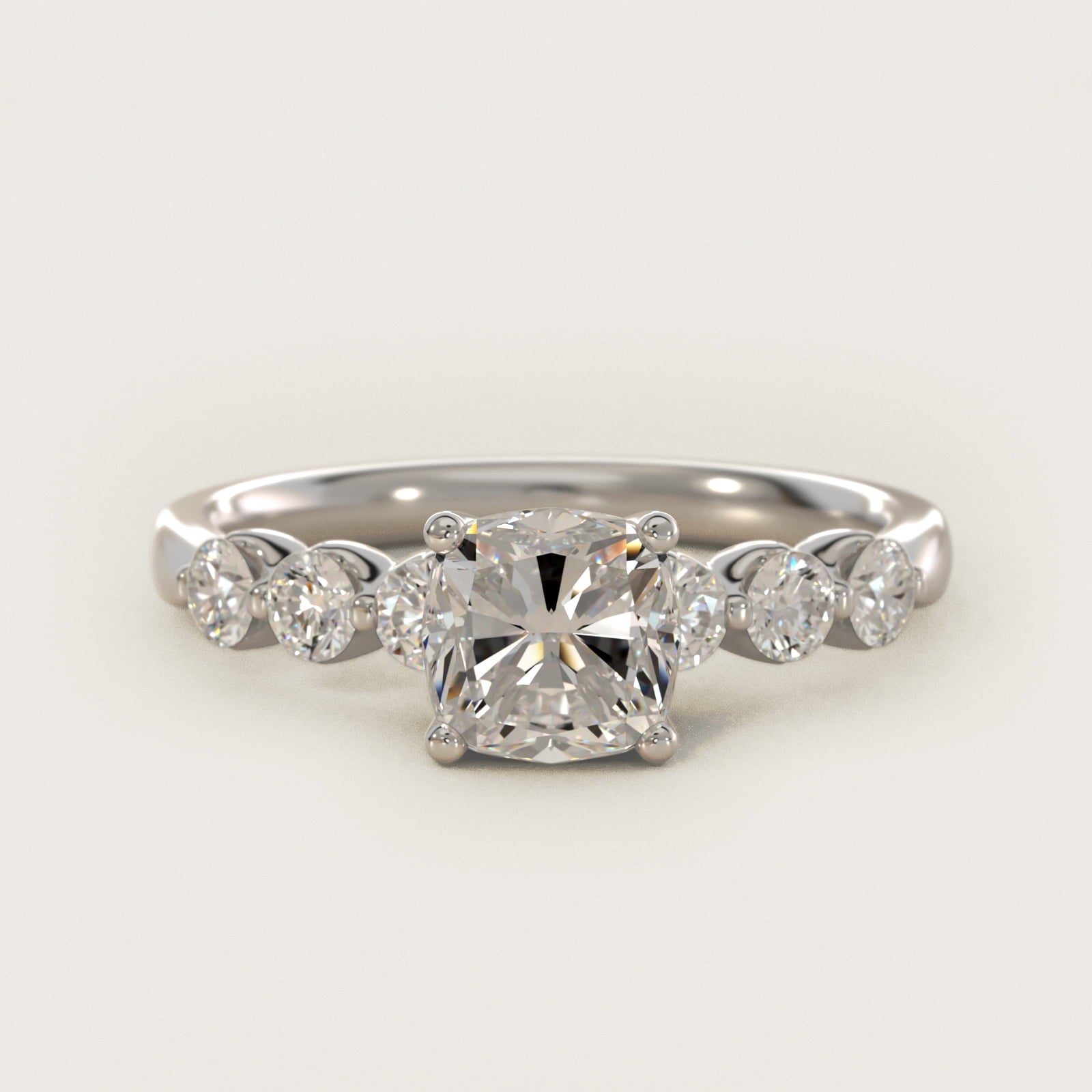 The Gallery Collection™ Floating Diamond Engagement Ring in 14k White Gold (1/3 ct. tw.) - Cushion Center