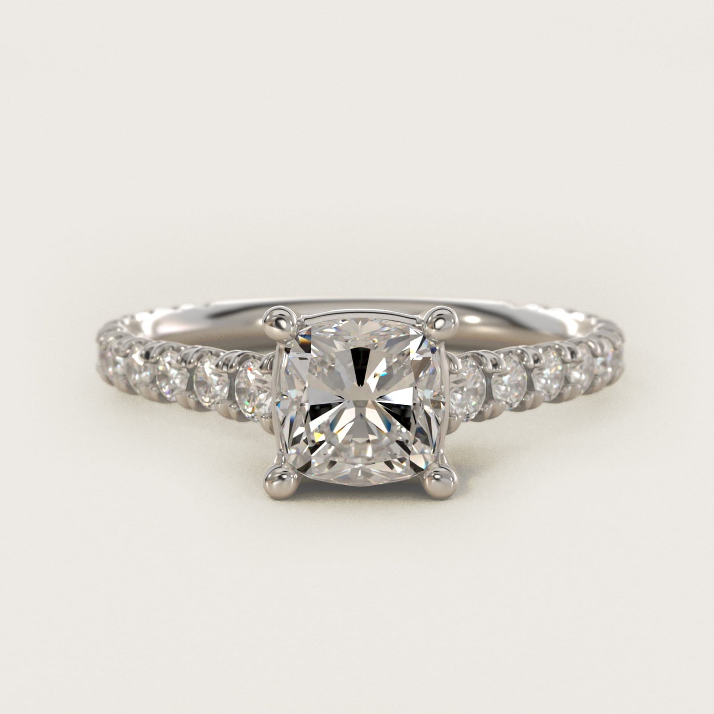 The Gallery Collection™ Cathedral PavŽ Diamond Engagement Ring in 14k White Gold (5/8 ct. tw.) - Cushion Center