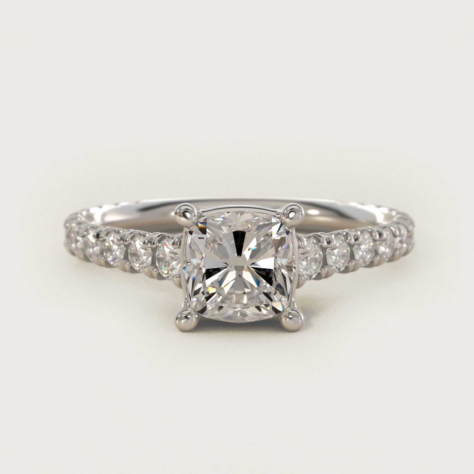 The Gallery Collection™ Cathedral PavŽ Diamond Engagement Ring in 14k White Gold (5/8 ct. tw.) - Cushion Center