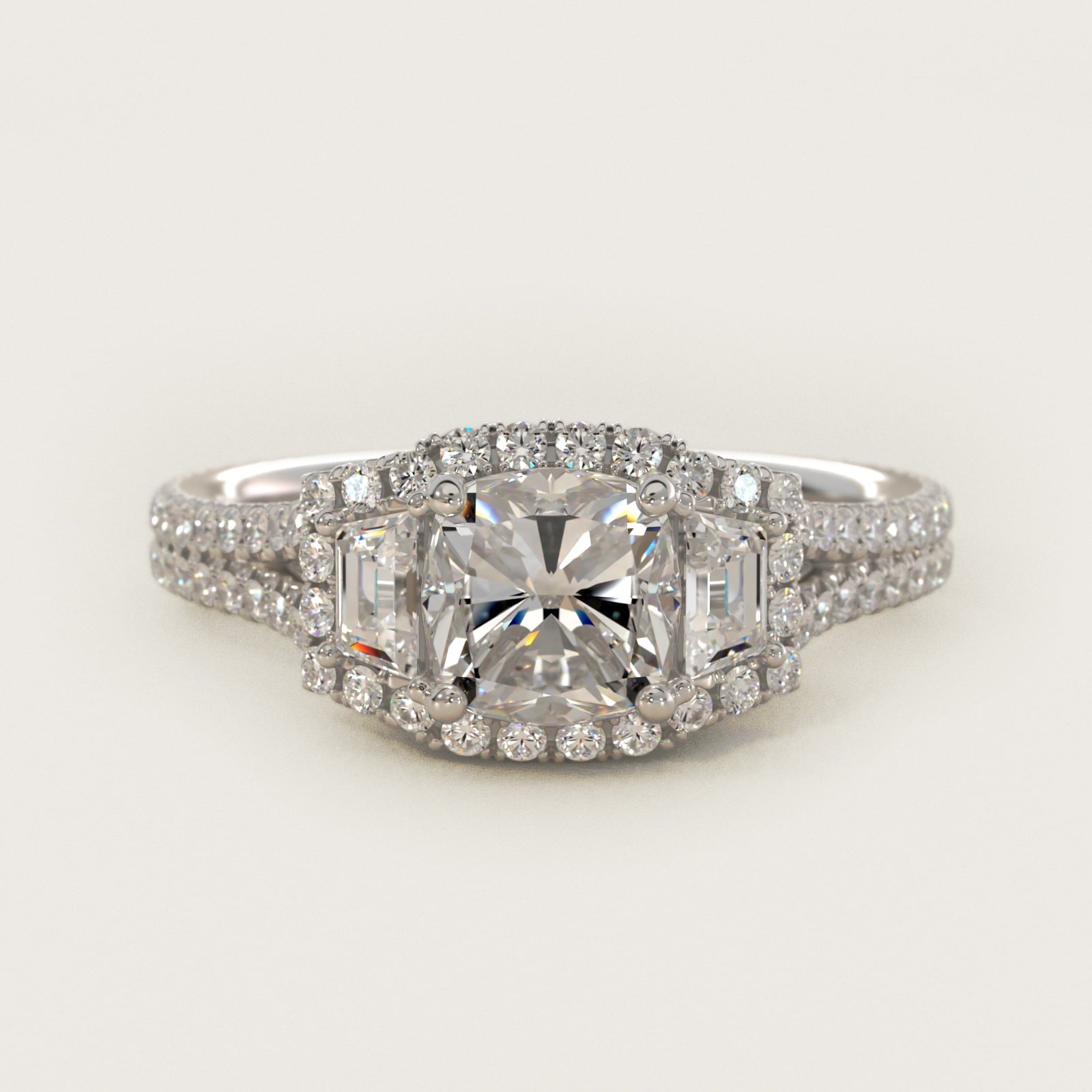 The Gallery Collection? Floating Diamond Engagement Ring in 18k White Gold (1/3 ct. tw.) - Cushion Center
