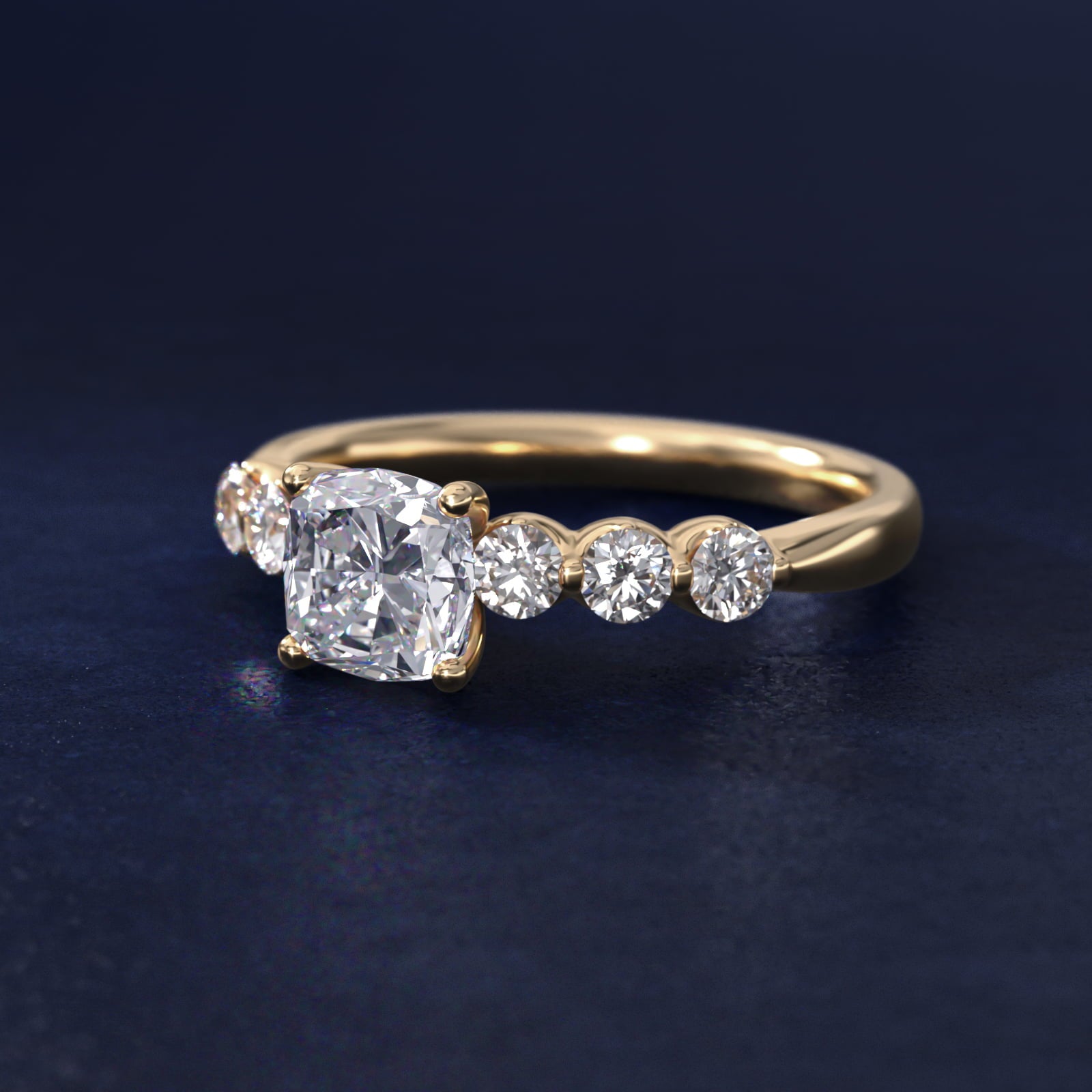 The Gallery Collection™ Floating Diamond Engagement Ring in 18k Yellow Gold (1/3 ct. tw.) - Cushion Center