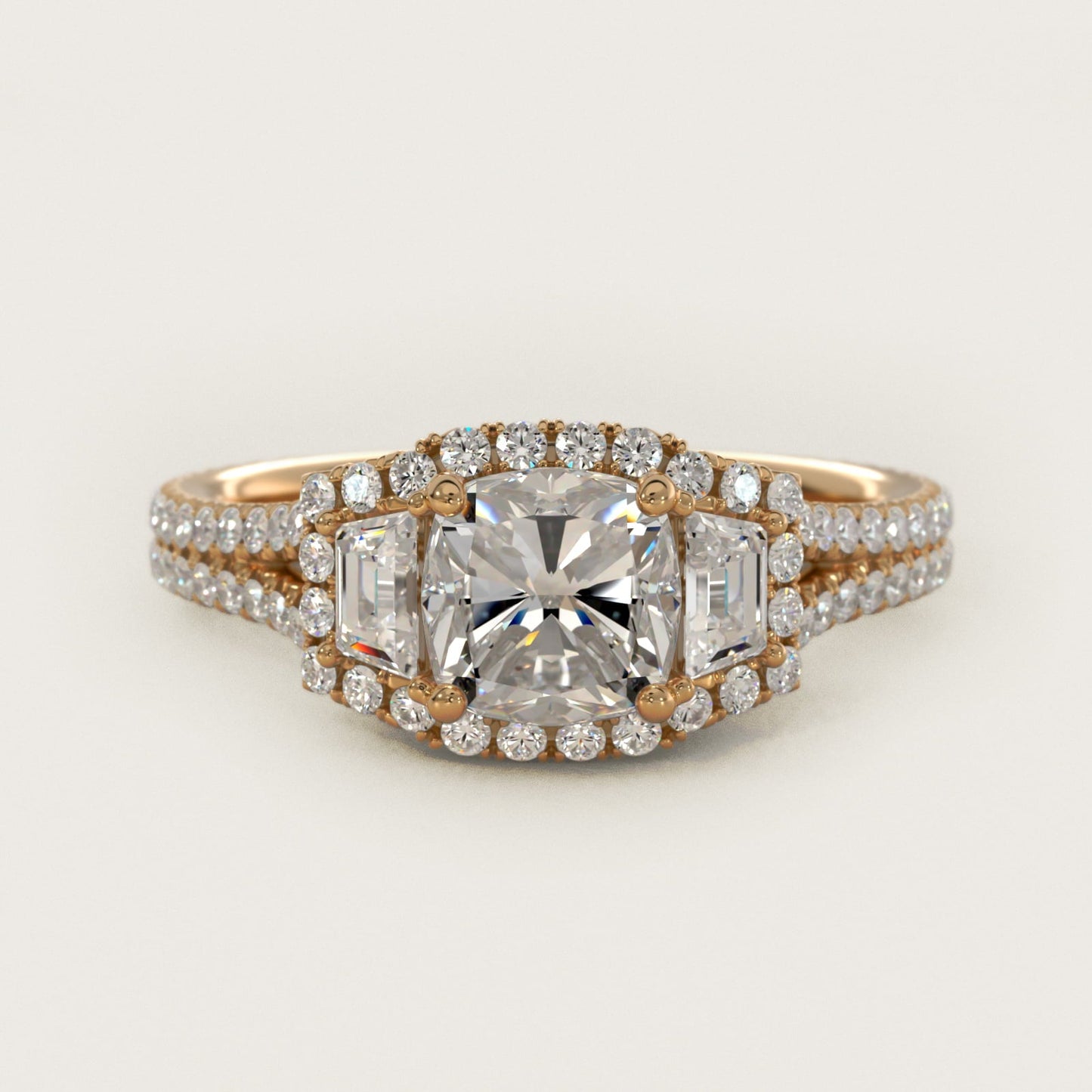 The Gallery Collection? Rolled Micropav? Diamond Engagement Ring in 18k Yellow Gold (3/8 ct. tw.) - Cushion Center