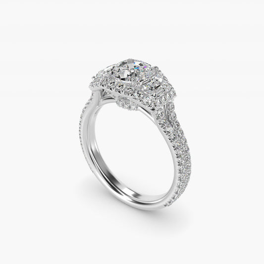 The Gallery Collection? Rolled Micropav? Diamond Engagement Ring in Platinum (3/8 ct. tw.) - Cushion Center