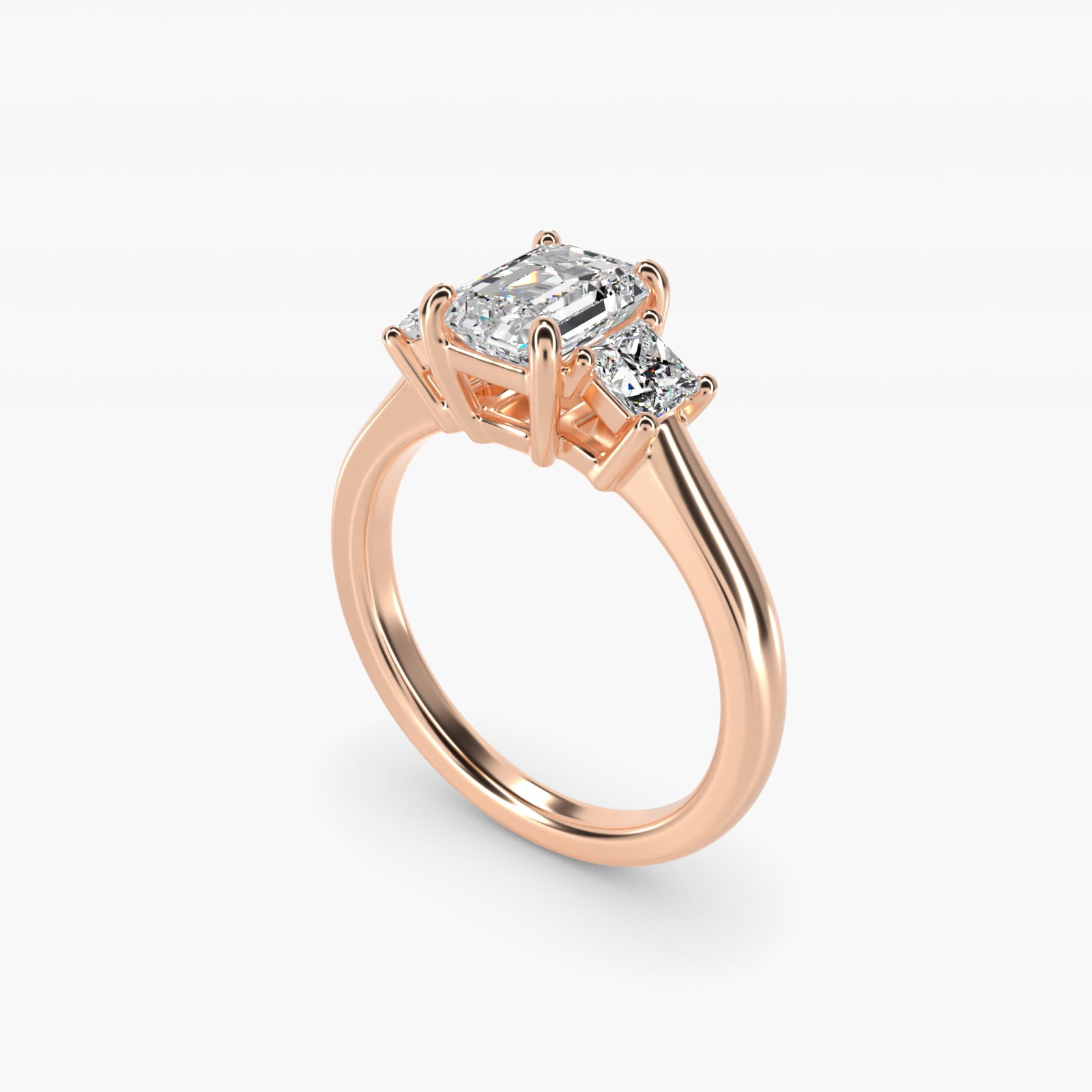 The Gallery Collectionª Princess-Cut Three-Stone Diamond Engagement Ring in 18k Rose Gold (3/8 ct. tw.) - Emerald Center