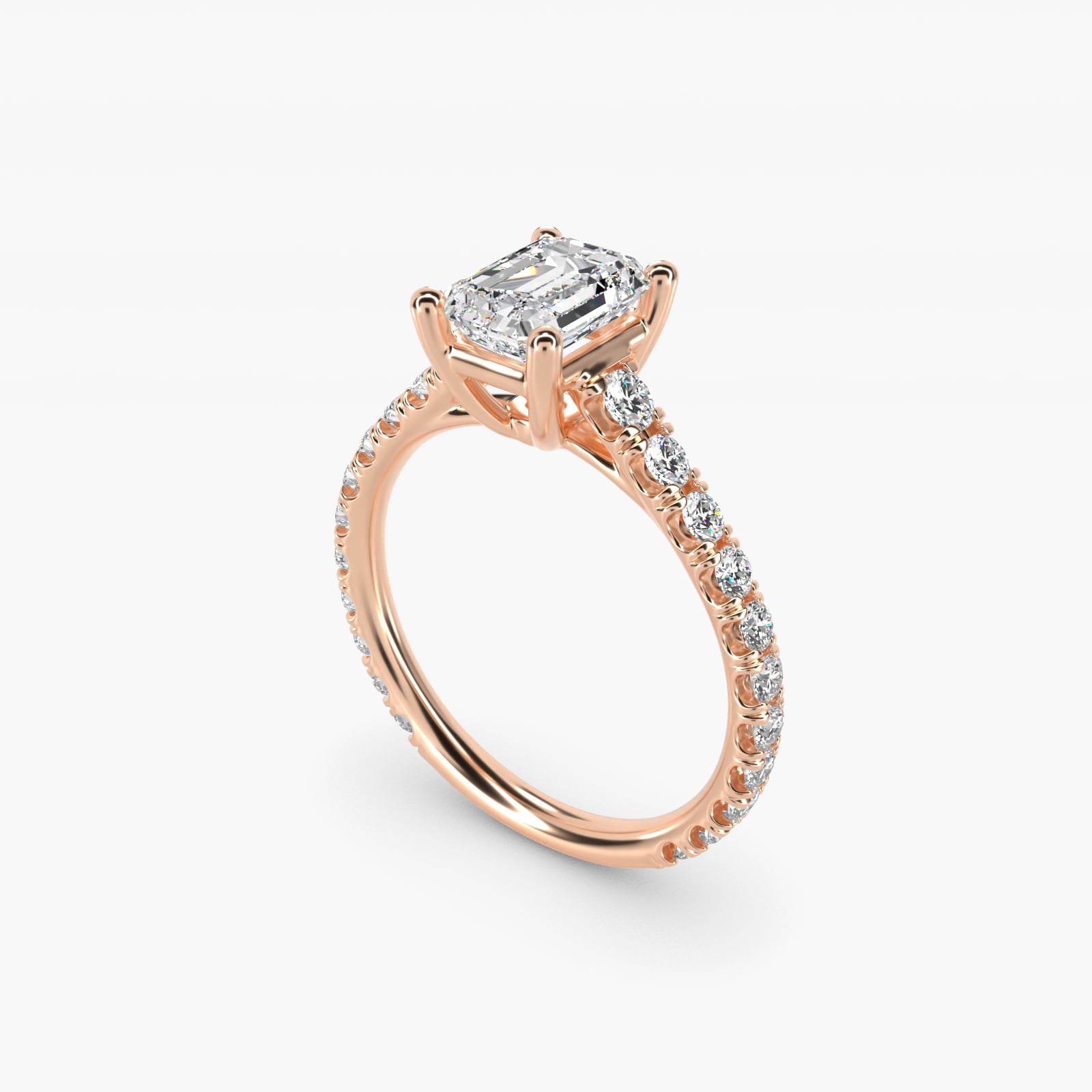 The Gallery Collection™ Cathedral PavŽ Diamond Engagement Ring in 14k Rose Gold (5/8 ct. tw.) - Emerald Center