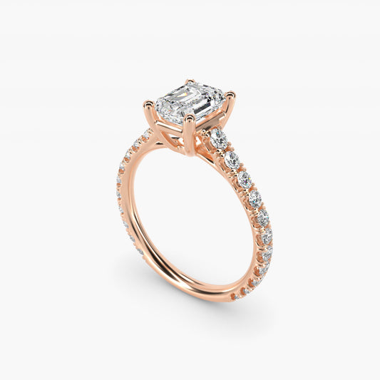 The Gallery Collection™ Cathedral PavŽ Diamond Engagement Ring in 14k Rose Gold (5/8 ct. tw.) - Emerald Center