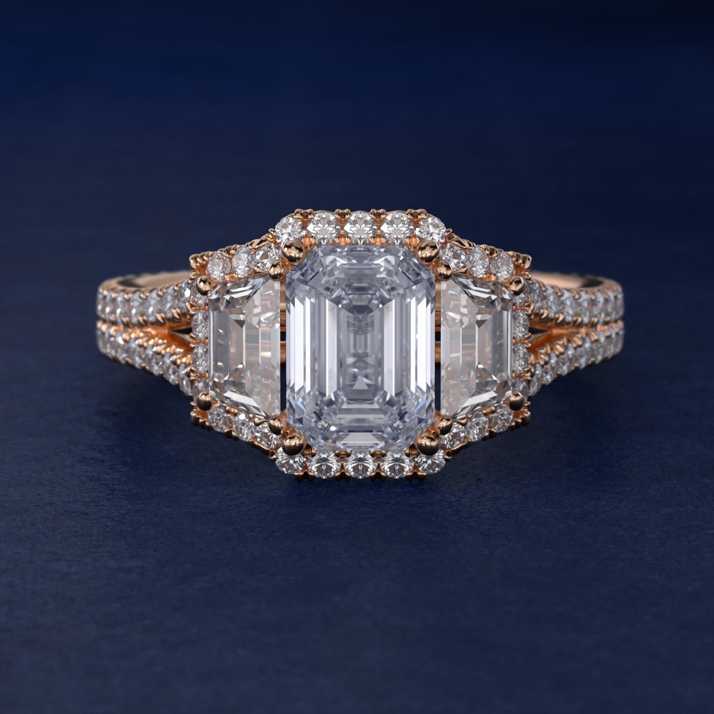 The Gallery Collection? Floating Diamond Engagement Ring in 18k Rose Gold (1/3 ct. tw.) - Emerald Center