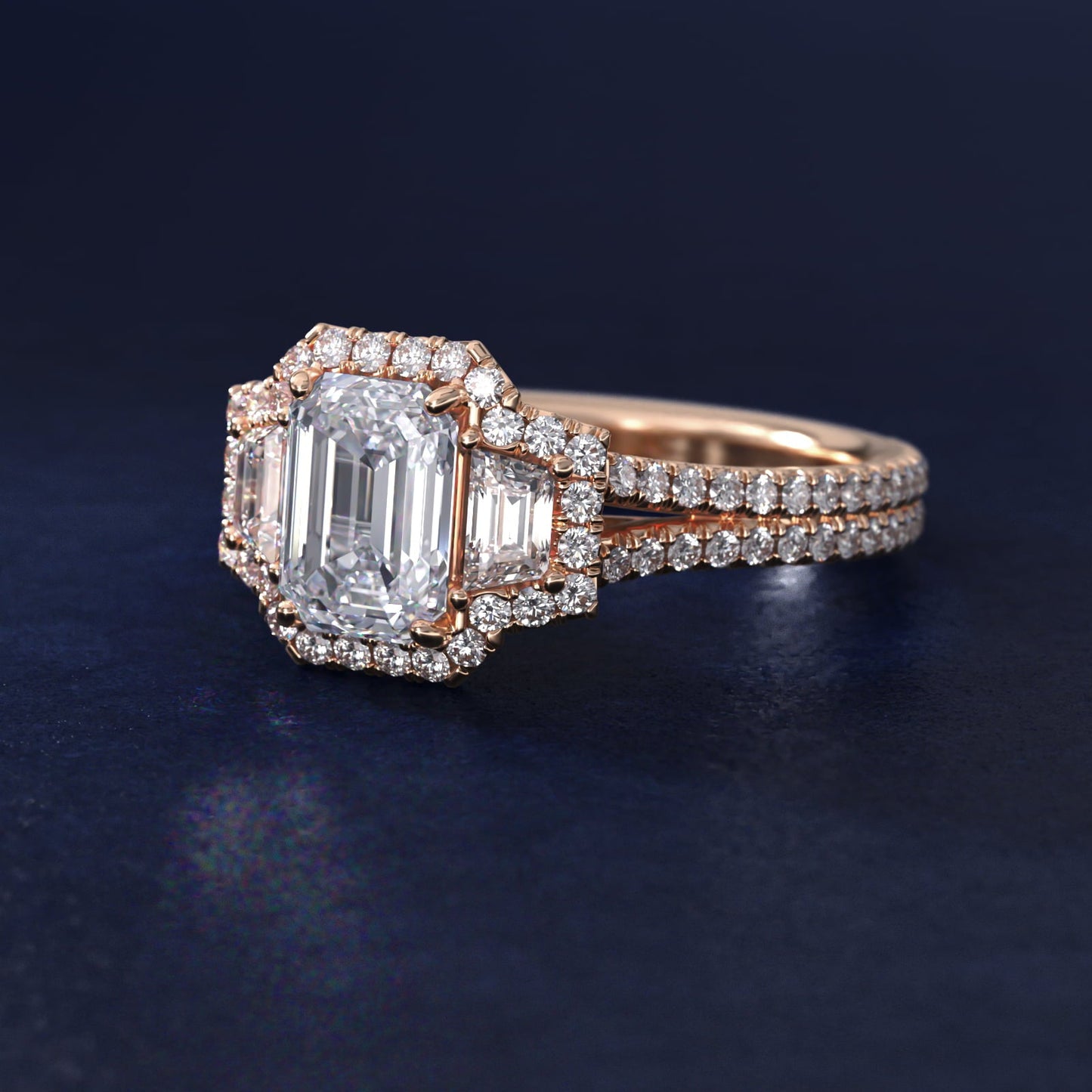 The Gallery Collection? Rolled Micropav? Diamond Engagement Ring in 18k Rose Gold (3/8 ct. tw.) - Emerald Center