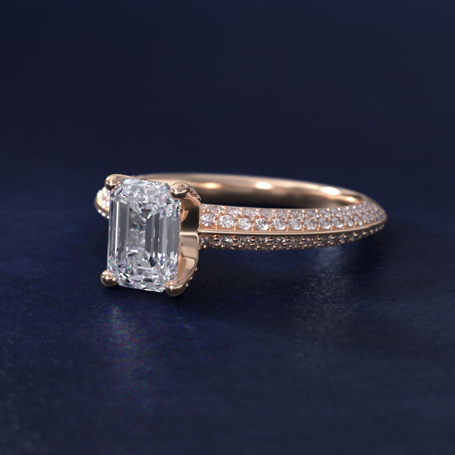 The Gallery Collection™ Knife Edge MicropavŽ Diamond Engagement Ring in 14k Rose Gold (3/8 ct. tw.) - Emerald Center
