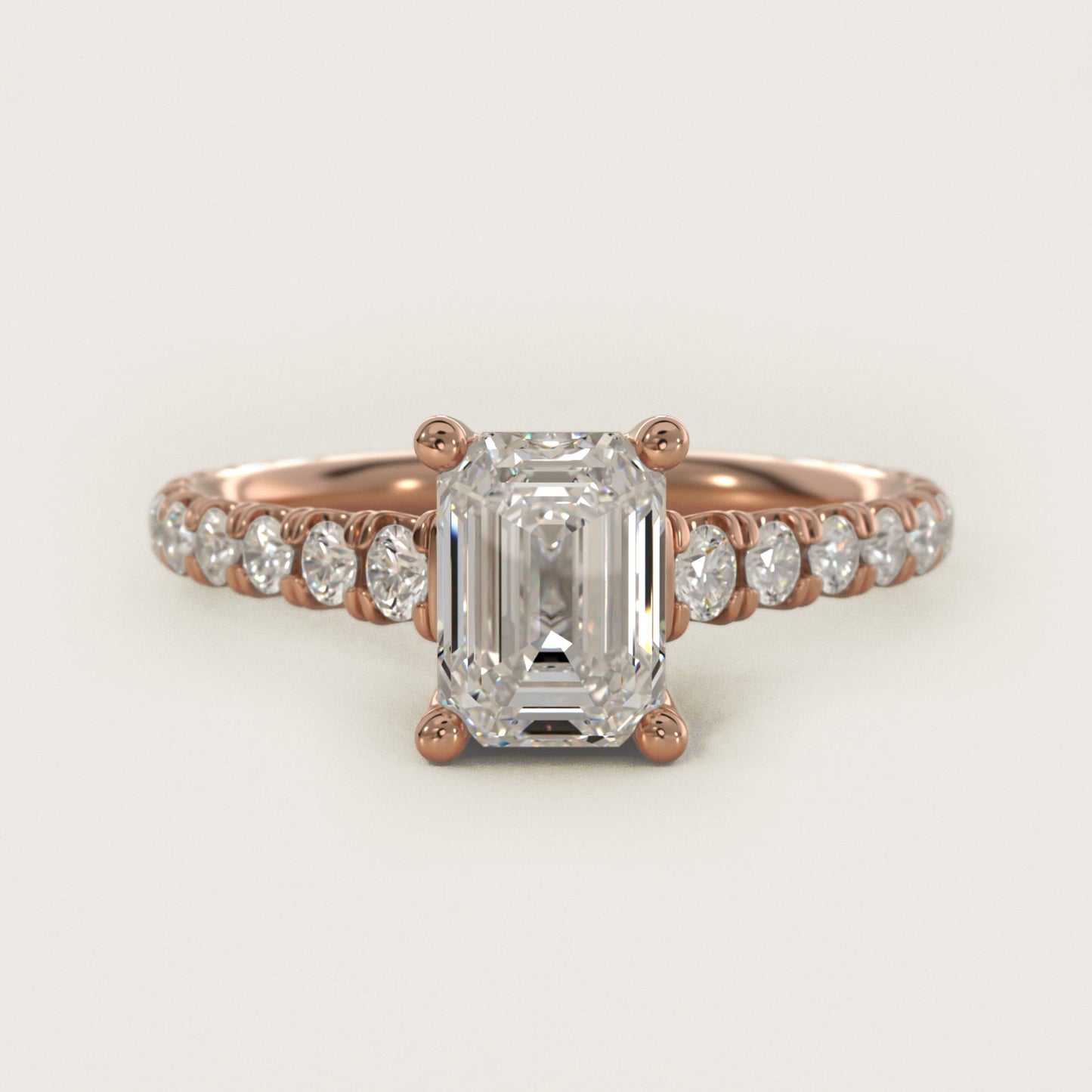 The Gallery Collection™ Cathedral PavŽ Diamond Engagement Ring in 14k Rose Gold (5/8 ct. tw.) - Emerald Center