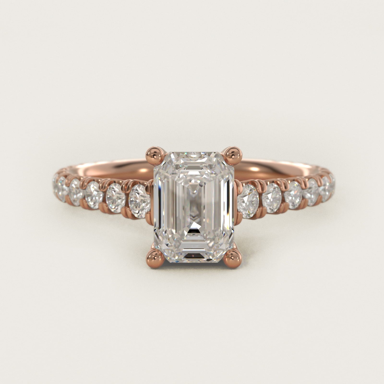 The Gallery Collection™ Cathedral PavŽ Diamond Engagement Ring in 14k Rose Gold (5/8 ct. tw.) - Emerald Center