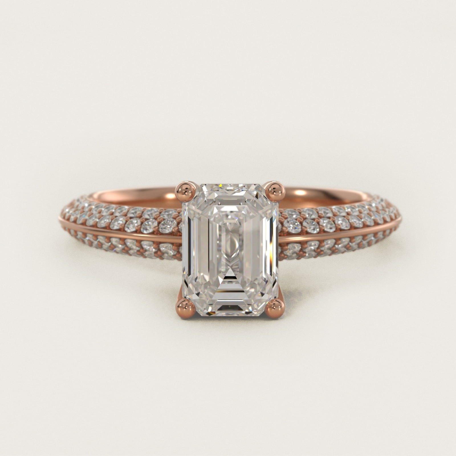 The Gallery Collection™ Knife Edge MicropavŽ Diamond Engagement Ring in 18k Rose Gold (3/8 ct. tw.) - Emerald Center