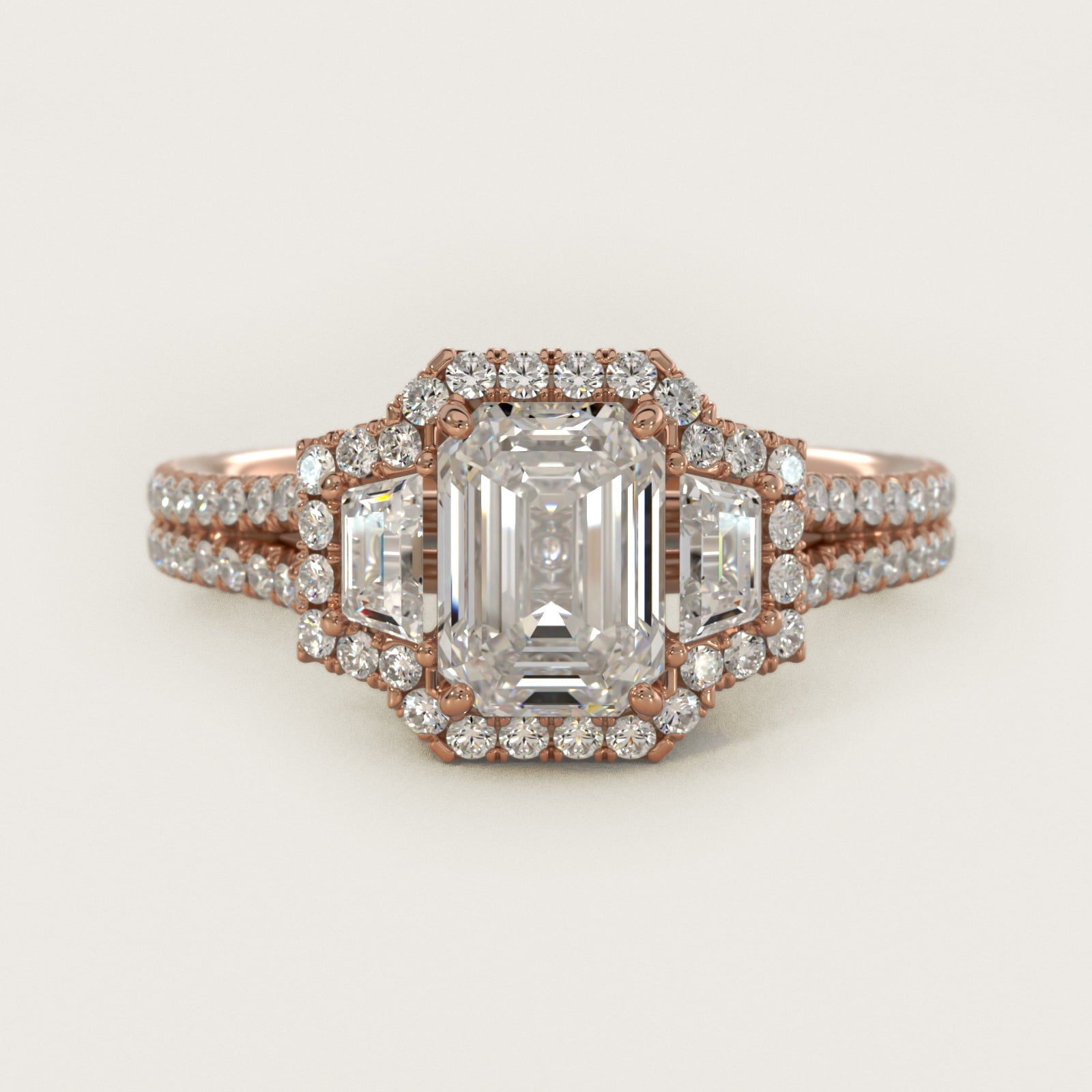 The Gallery Collection? Cathedral Pav? Diamond Engagement Ring in 18k Rose Gold (5/8 ct. tw.) - Emerald Center