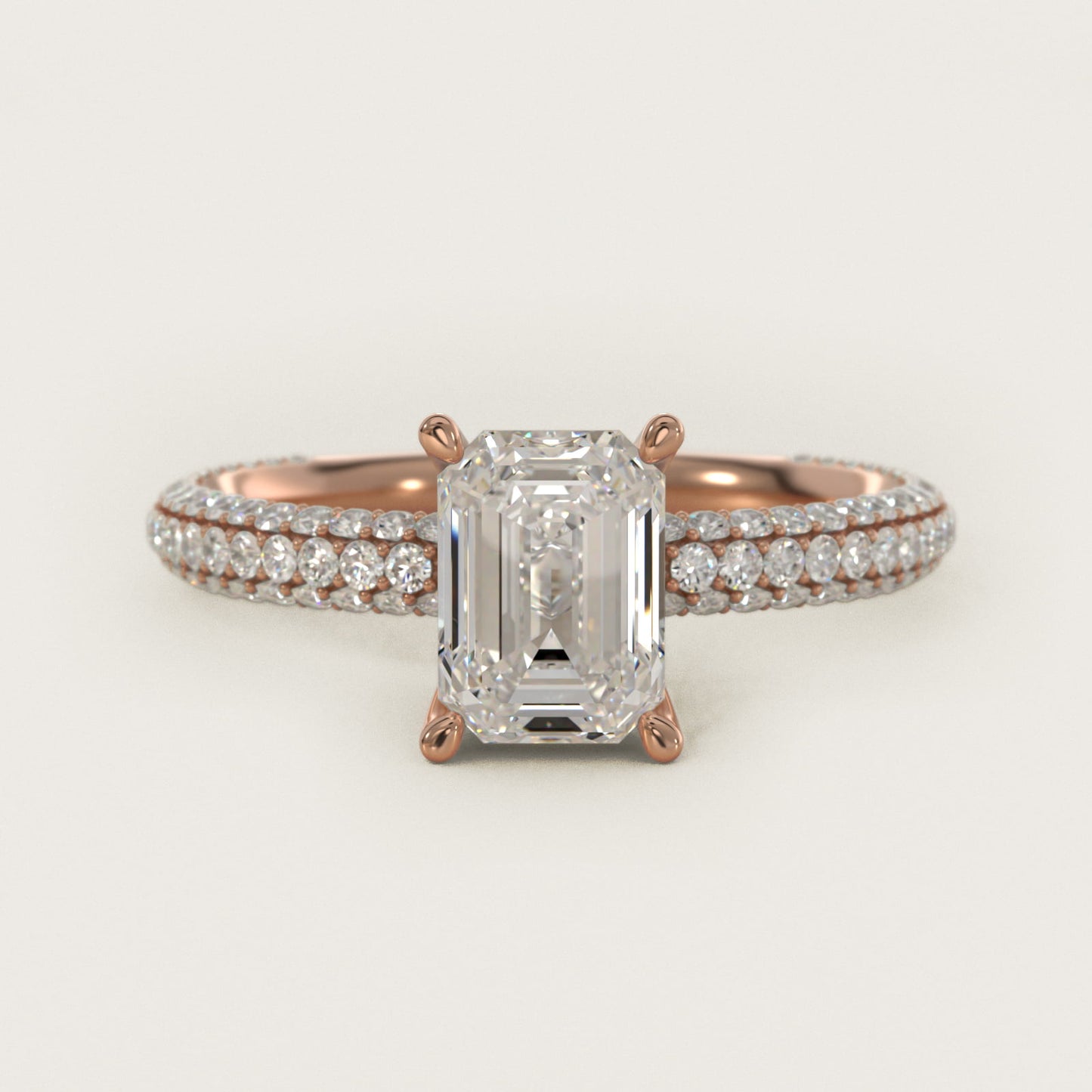 The Gallery Collection™ Rolled MicropavŽ Diamond Engagement Ring in 14k Rose Gold (3/8 ct. tw.) - Emerald Center
