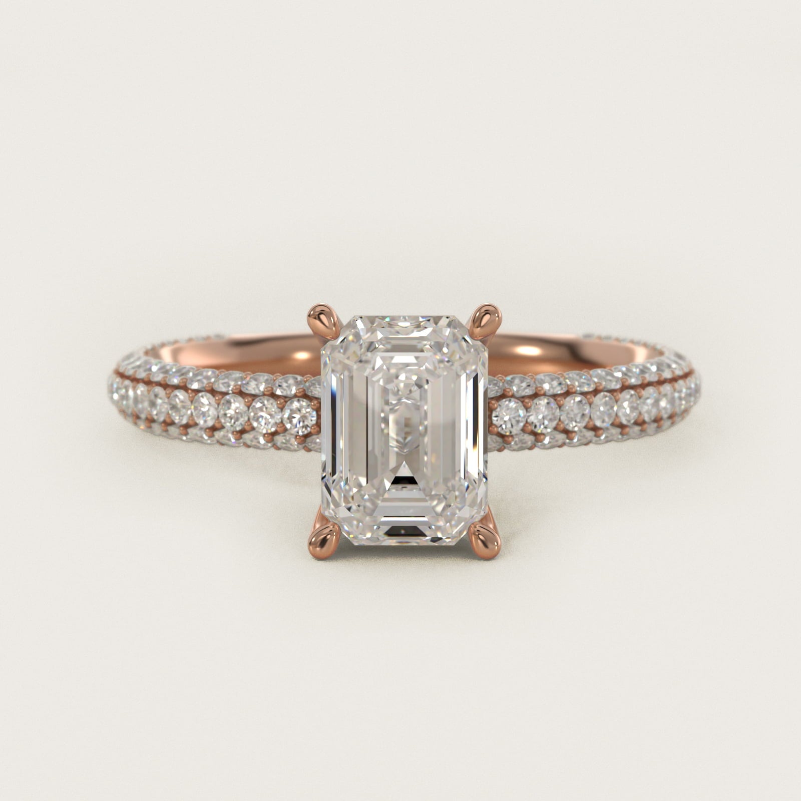 The Gallery Collection™ Rolled MicropavŽ Diamond Engagement Ring in 14k Rose Gold (3/8 ct. tw.) - Emerald Center