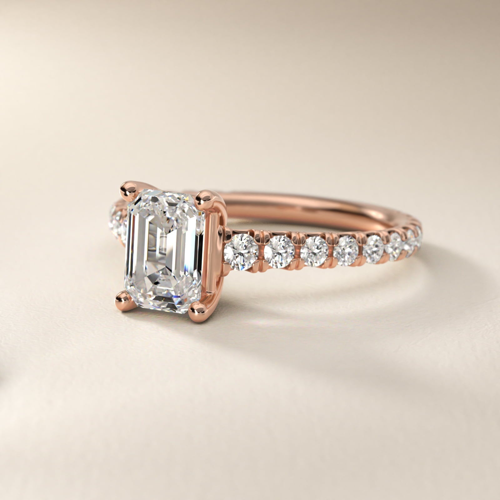 The Gallery Collection? Cathedral Pav? Diamond Engagement Ring in 18k Rose Gold (5/8 ct. tw.) - Emerald Center