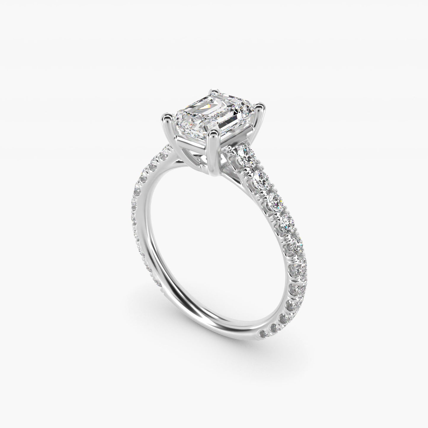 The Gallery Collection™ Cathedral PavŽ Diamond Engagement Ring in 14k White Gold (5/8 ct. tw.) - Emerald Center
