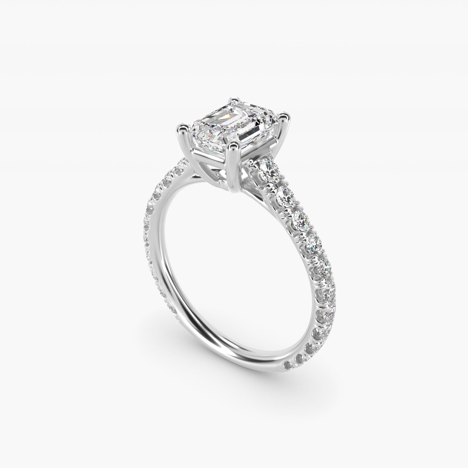 The Gallery Collection™ Cathedral PavŽ Diamond Engagement Ring in 14k White Gold (5/8 ct. tw.) - Emerald Center