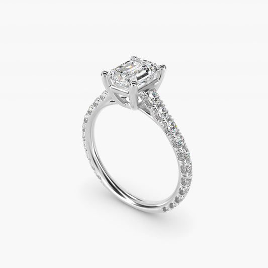 The Gallery Collection™ Cathedral PavŽ Diamond Engagement Ring in 14k White Gold (5/8 ct. tw.) - Emerald Center