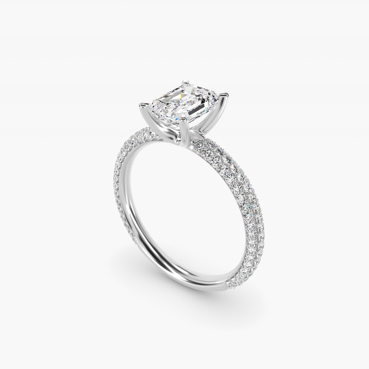 The Gallery Collection™ Rolled MicropavŽ Diamond Engagement Ring in 14k White Gold (3/8 ct. tw.) - Emerald Center