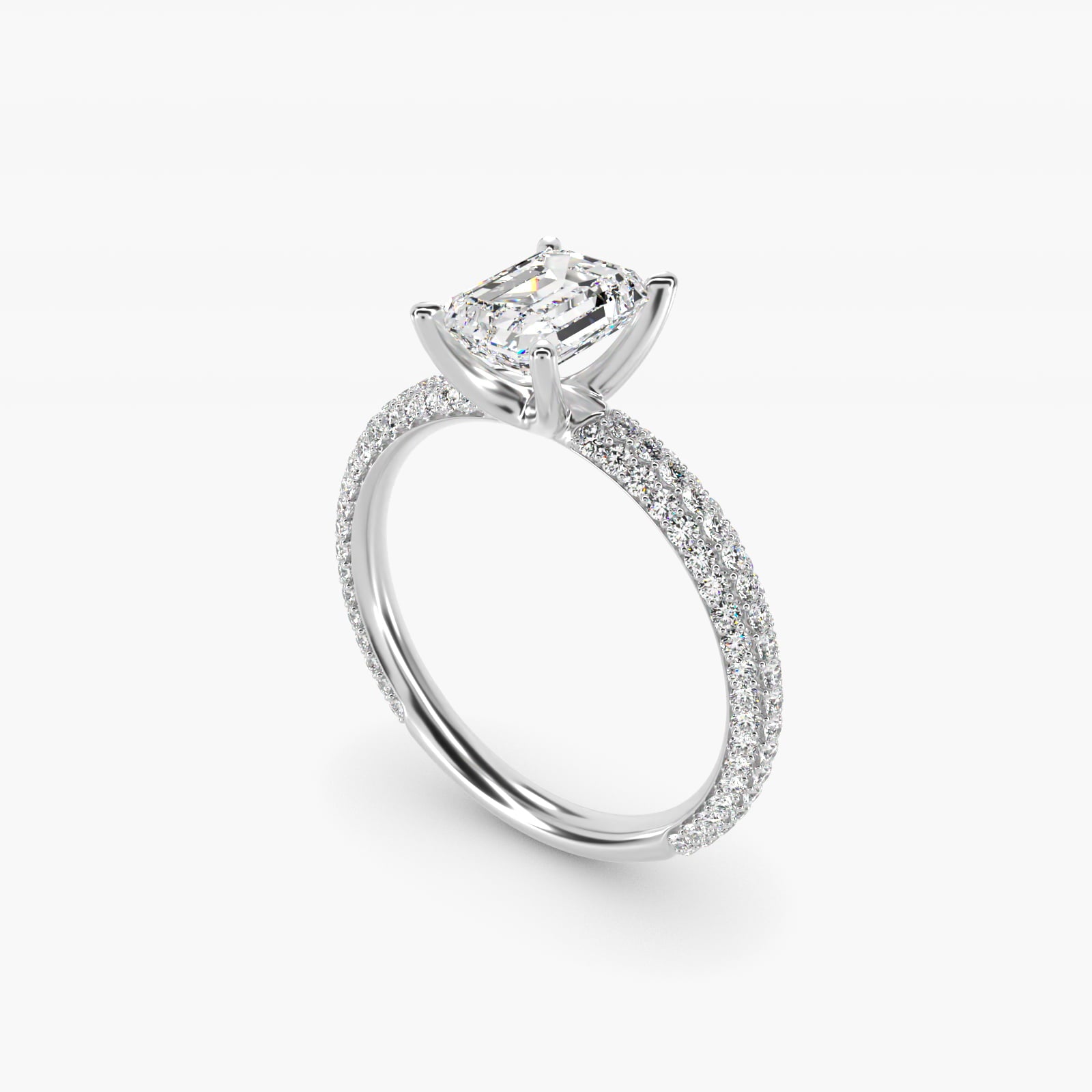 The Gallery Collection™ Rolled MicropavŽ Diamond Engagement Ring in 14k White Gold (3/8 ct. tw.) - Emerald Center