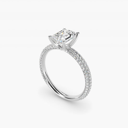 The Gallery Collection™ Rolled MicropavŽ Diamond Engagement Ring in 14k White Gold (3/8 ct. tw.) - Emerald Center