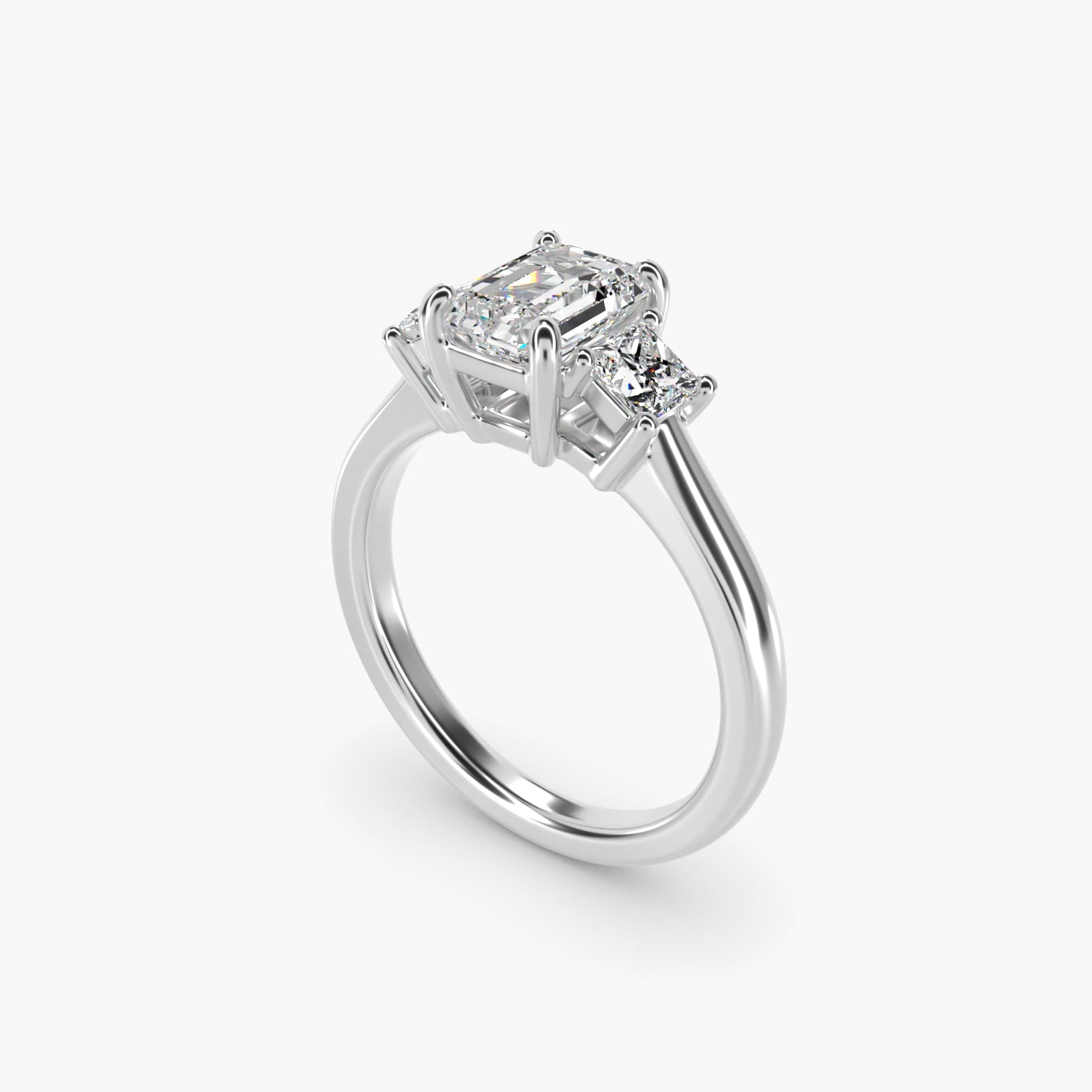 The Gallery Collection™ Princess-Cut Three-Stone Diamond Engagement Ring in 14k White Gold (3/8 ct. tw.) - Emerald Center