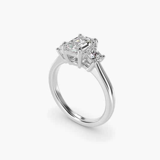 The Gallery Collection™ Princess-Cut Three-Stone Diamond Engagement Ring in 14k White Gold (3/8 ct. tw.) - Emerald Center