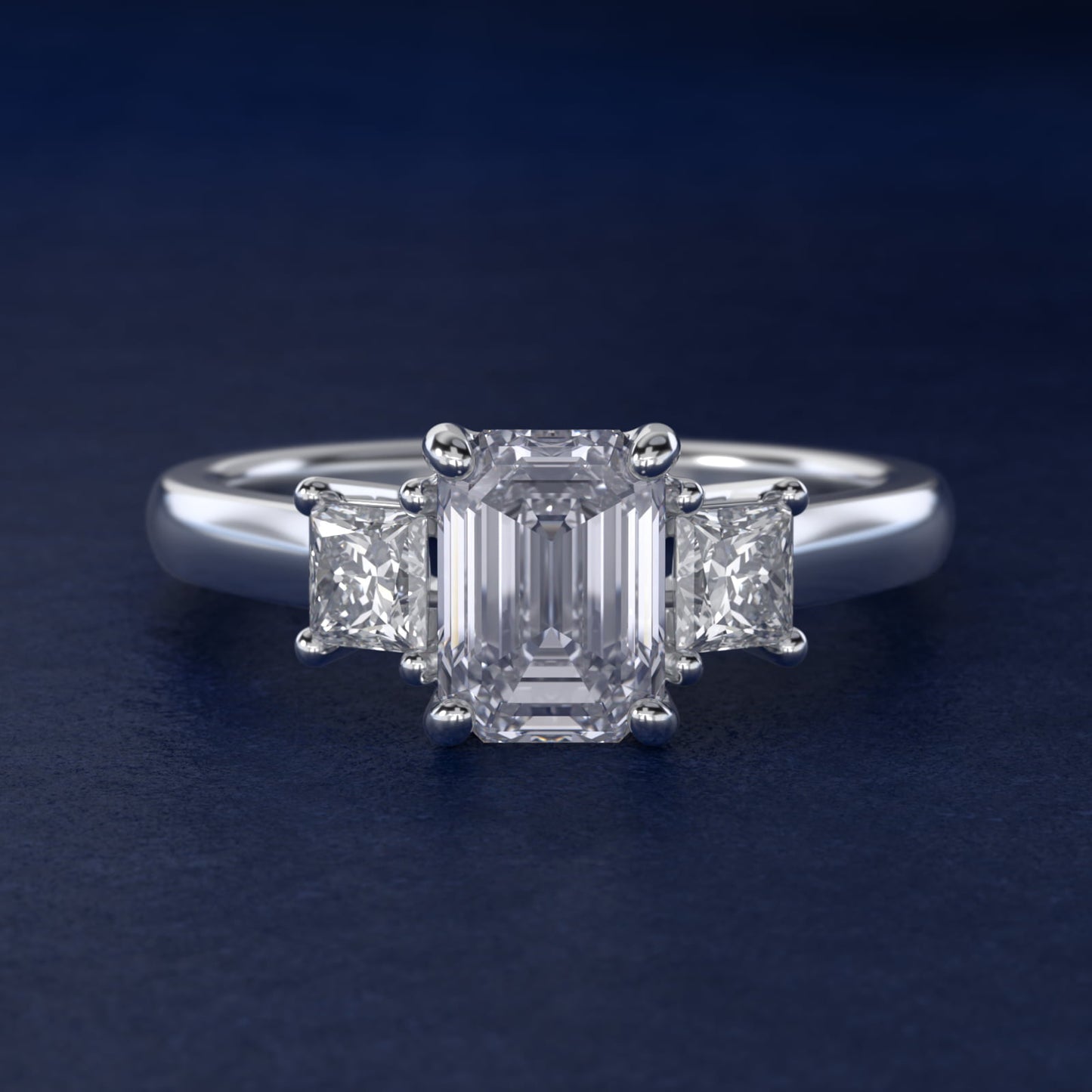 The Gallery Collectionª Princess-Cut Three-Stone Diamond Engagement Ring in 18k White Gold (3/8 ct. tw.) - Emerald Center