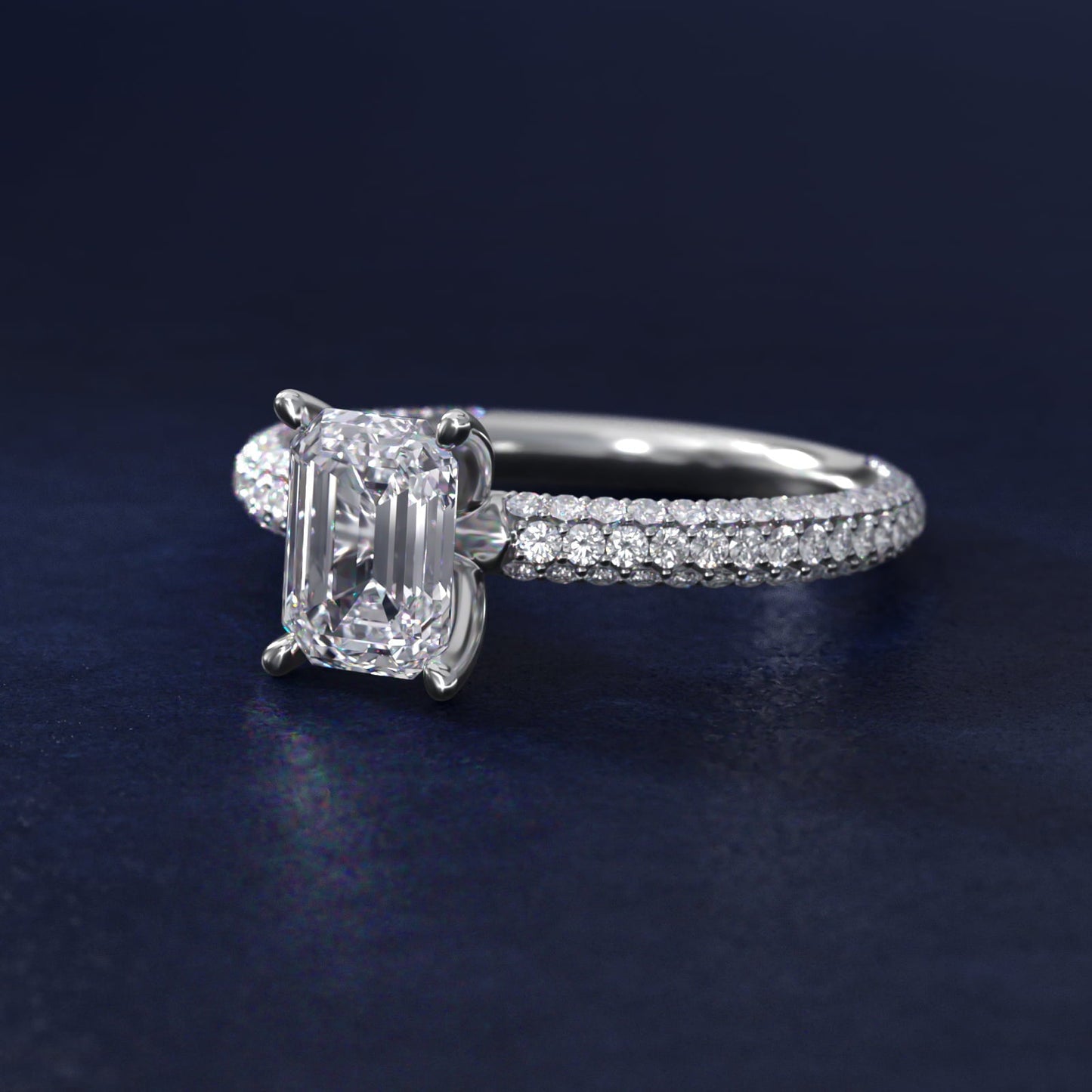 The Gallery Collection? Rolled Micropav? Diamond Engagement Ring in 18k White Gold (3/8 ct. tw.) - Emerald Center
