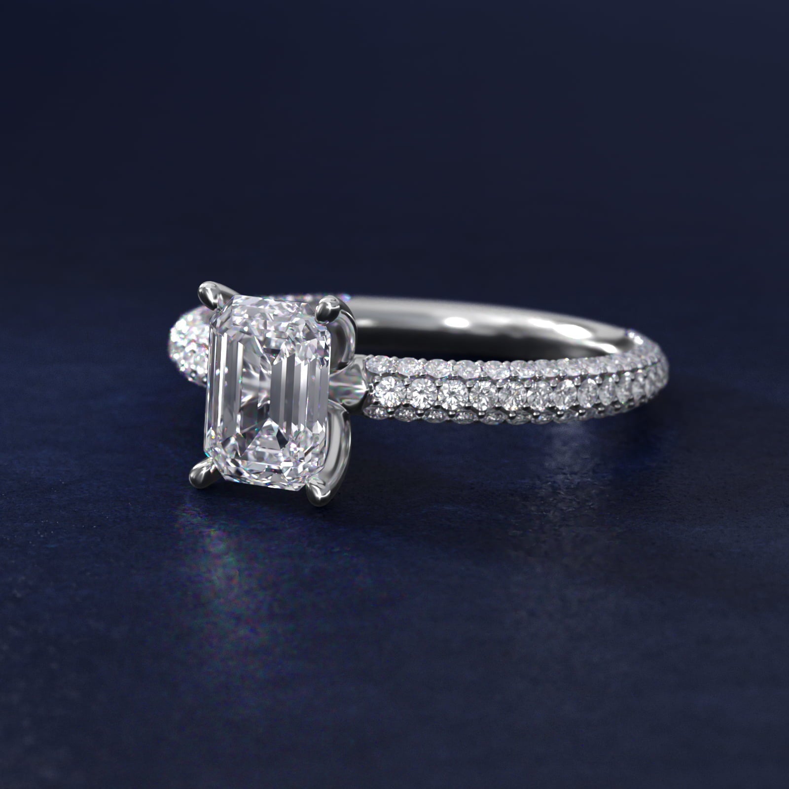 The Gallery Collection? Rolled Micropav? Diamond Engagement Ring in 18k White Gold (3/8 ct. tw.) - Emerald Center