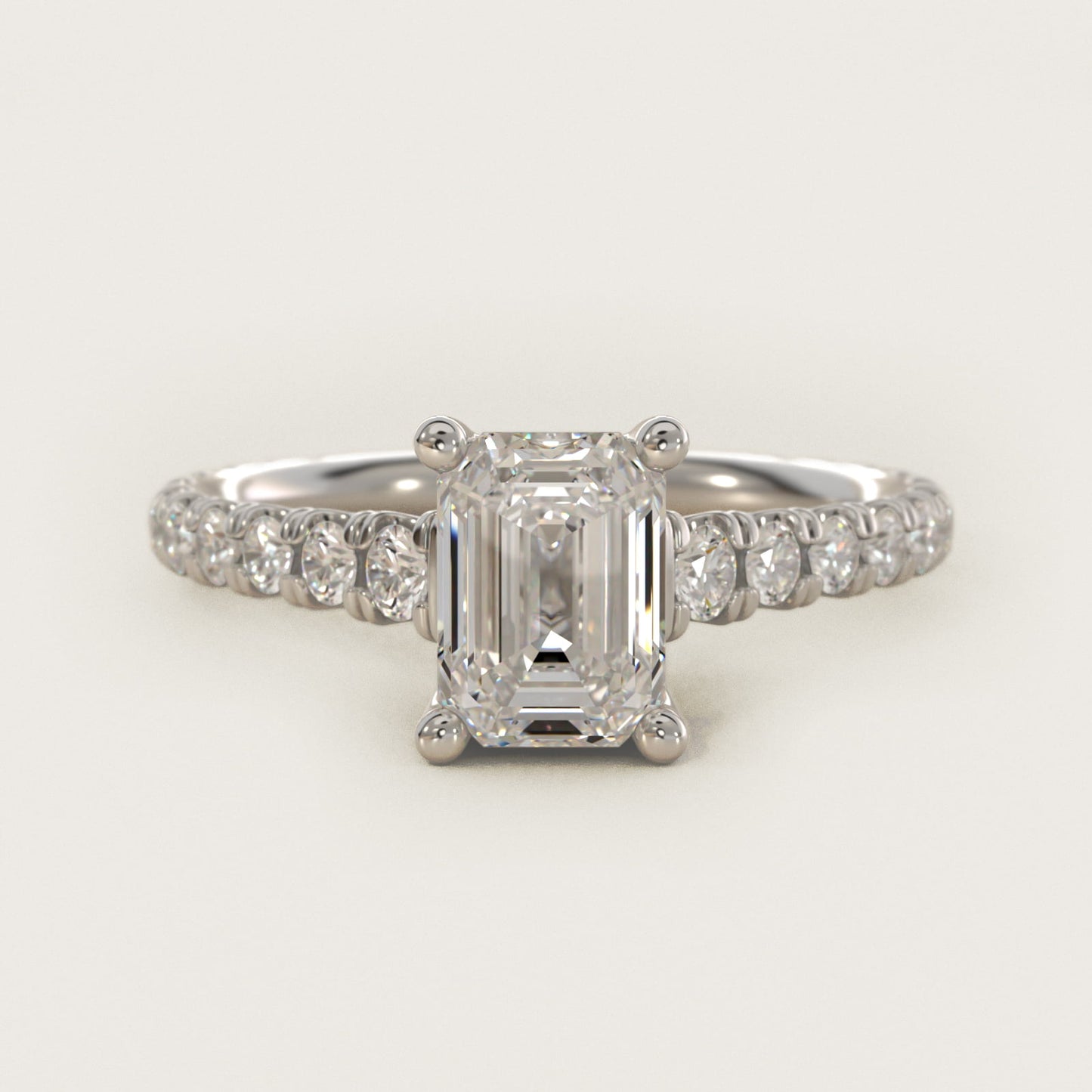 The Gallery Collection™ Cathedral PavŽ Diamond Engagement Ring in 14k White Gold (5/8 ct. tw.) - Emerald Center