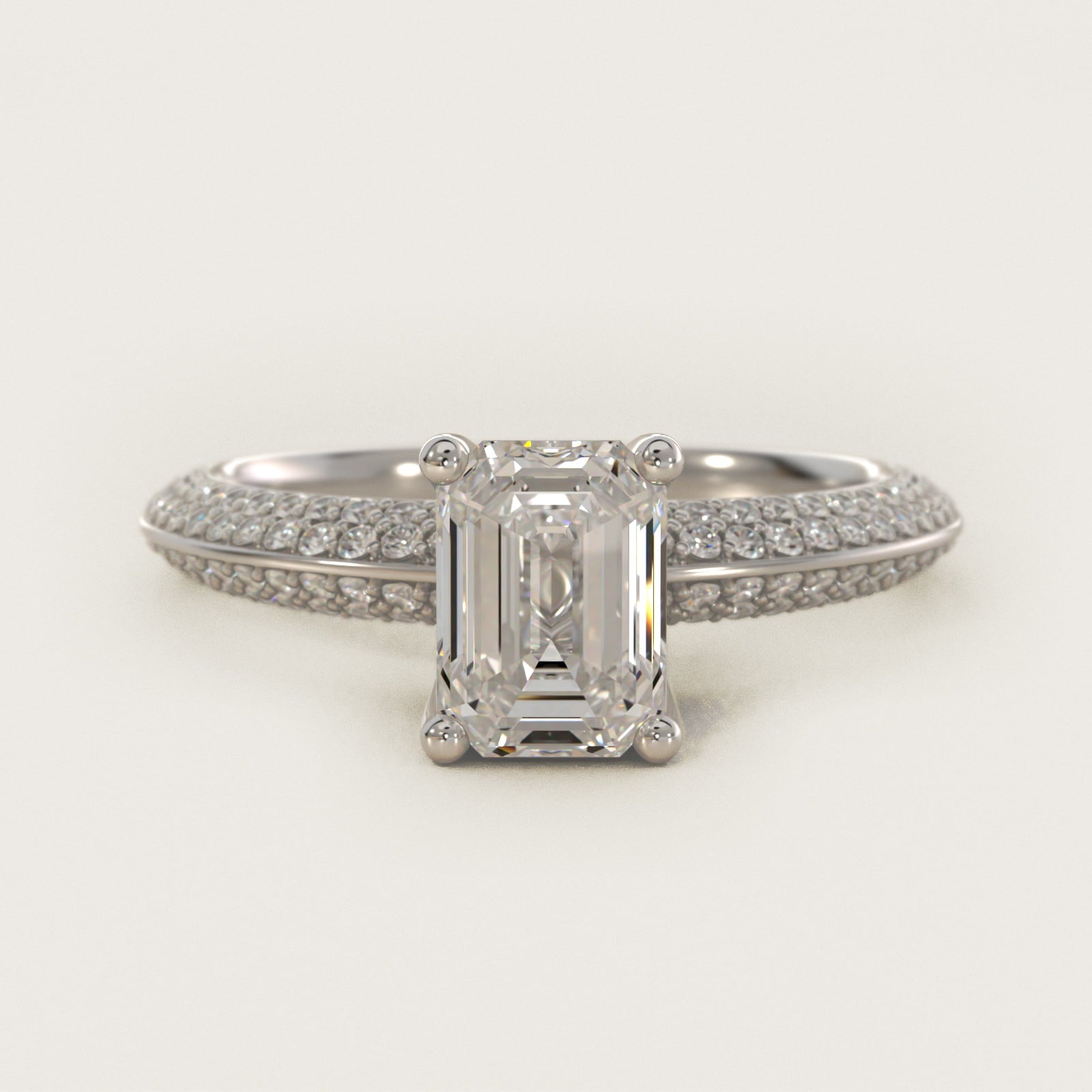The Gallery Collection™ Knife Edge MicropavŽ Diamond Engagement Ring in 18k White Gold (3/8 ct. tw.) - Emerald Center
