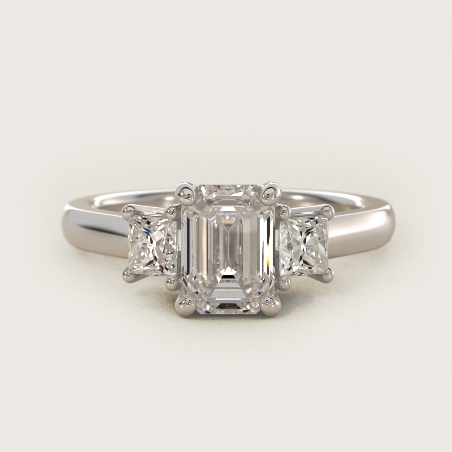 The Gallery Collectionª Princess-Cut Three-Stone Diamond Engagement Ring in 18k White Gold (3/8 ct. tw.) - Emerald Center