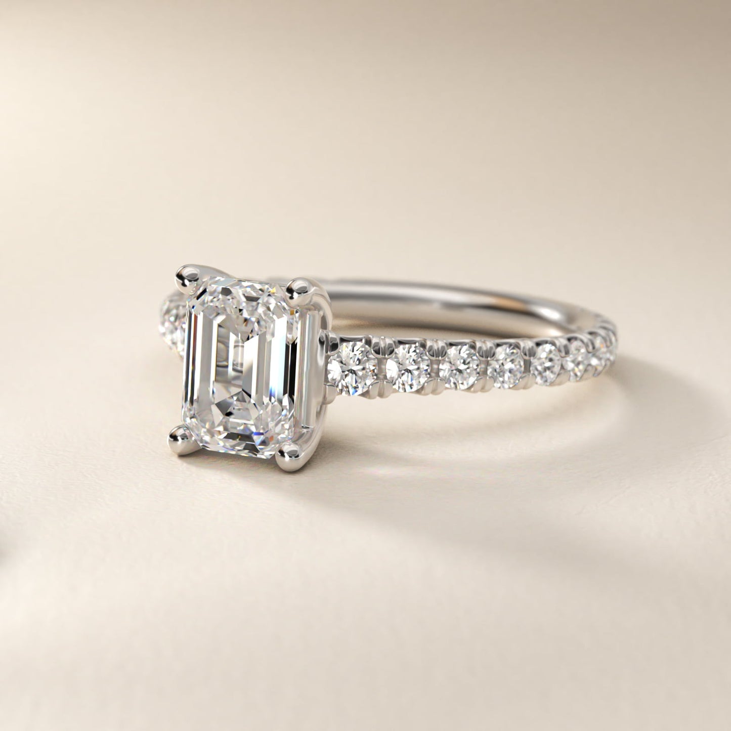 The Gallery Collection™ Cathedral PavŽ Diamond Engagement Ring in 14k White Gold (5/8 ct. tw.) - Emerald Center