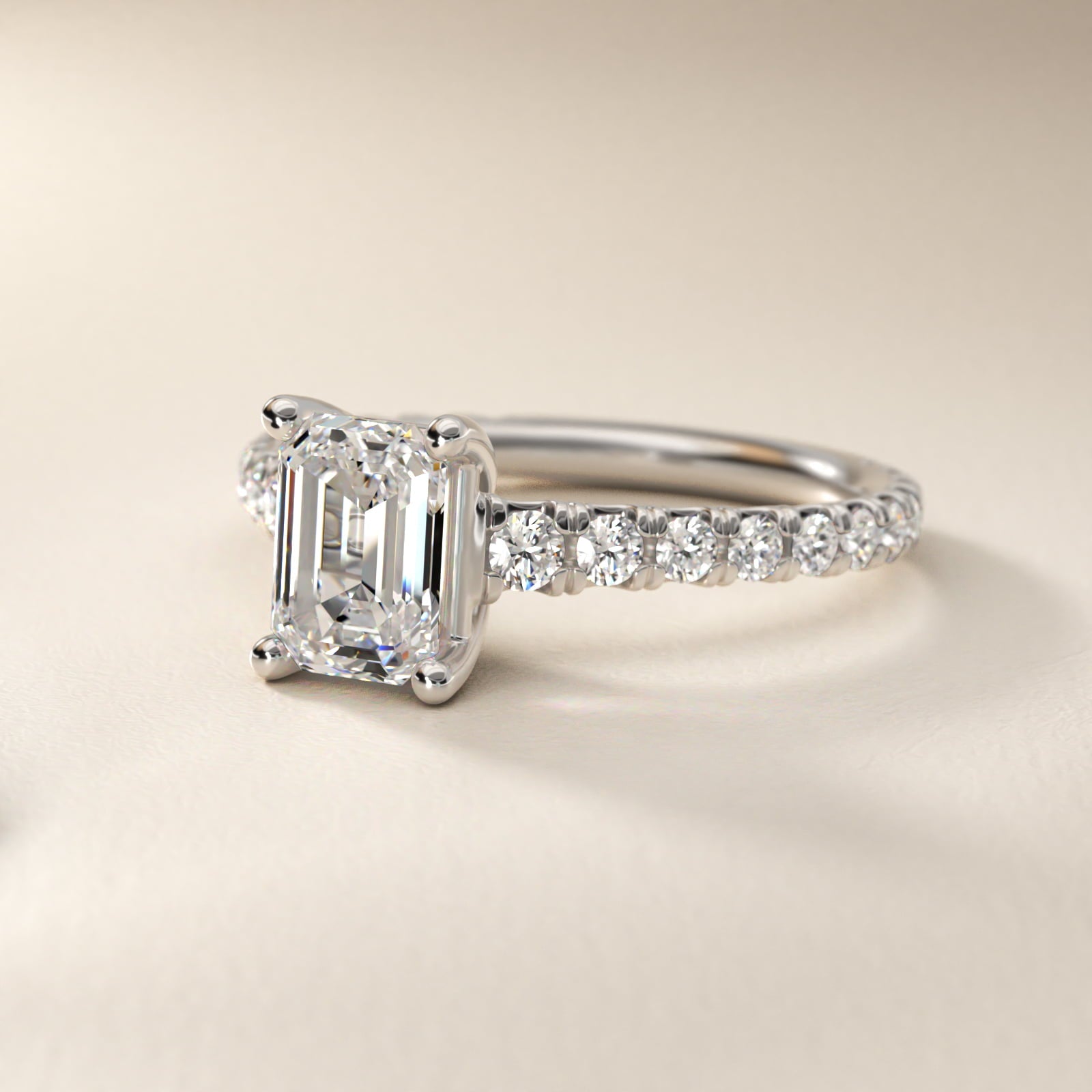 The Gallery Collection™ Cathedral PavŽ Diamond Engagement Ring in 14k White Gold (5/8 ct. tw.) - Emerald Center