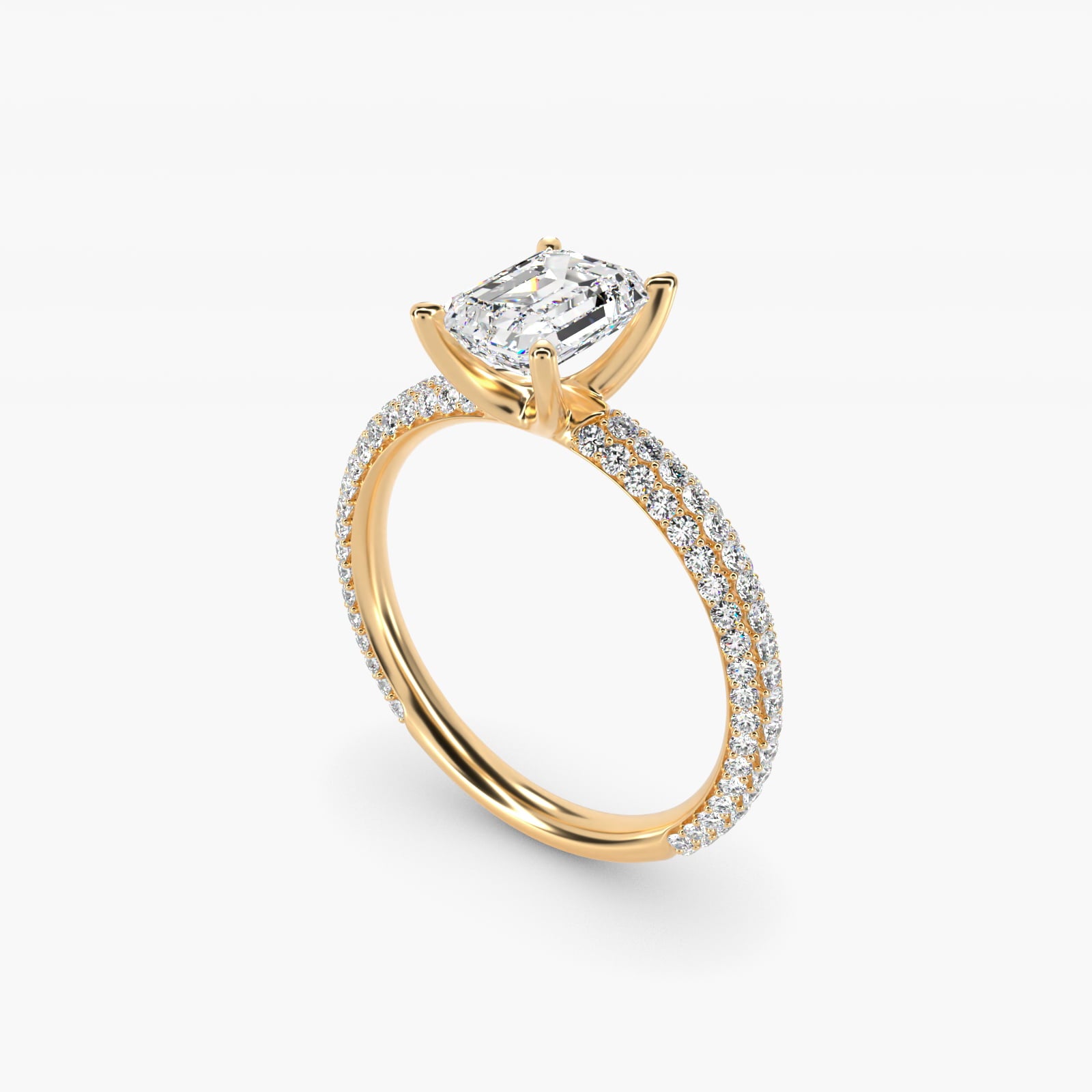 The Gallery Collection™ Rolled MicropavŽ Diamond Engagement Ring in 14K Yellow Gold (3/8 ct. tw.) - Emerald Center