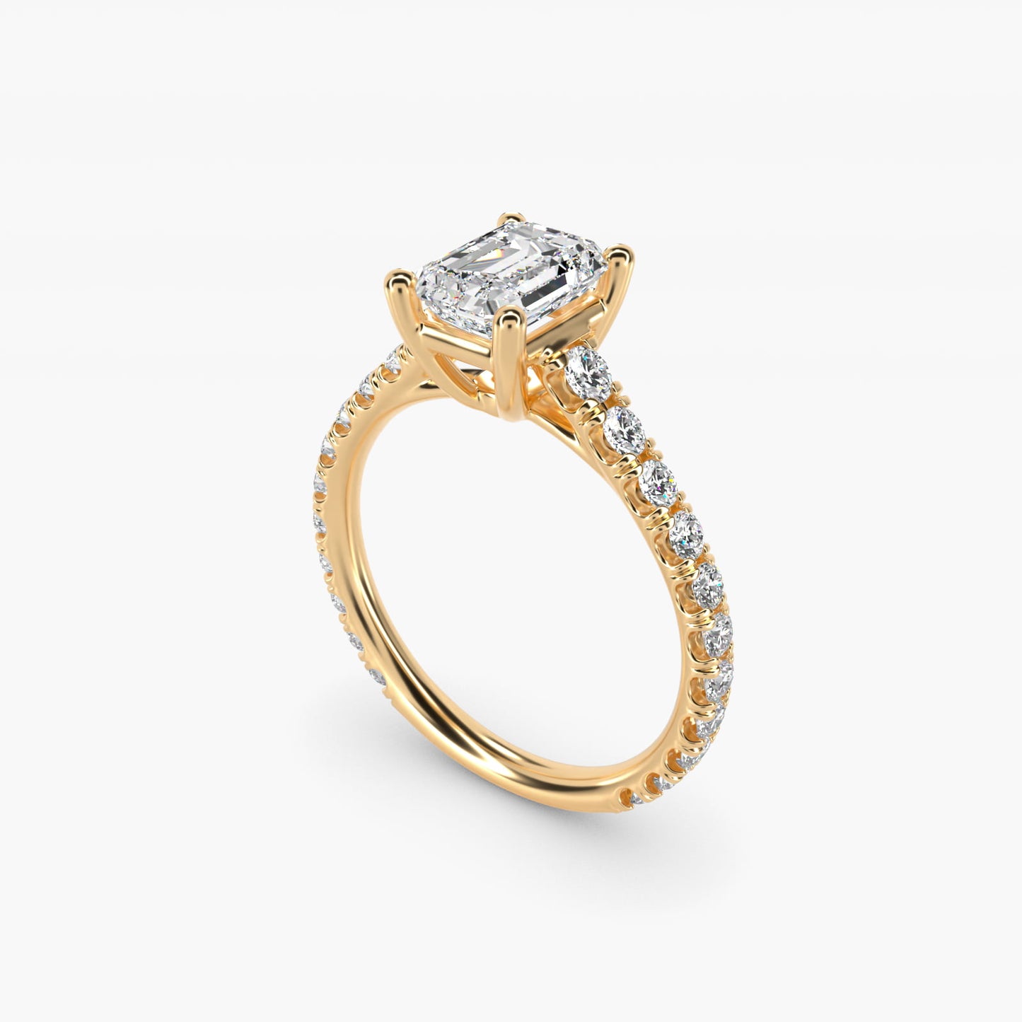 The Gallery Collection™ Cathedral PavŽ Diamond Engagement Ring in 14K Yellow Gold (5/8 ct. tw.) - Emerald Center