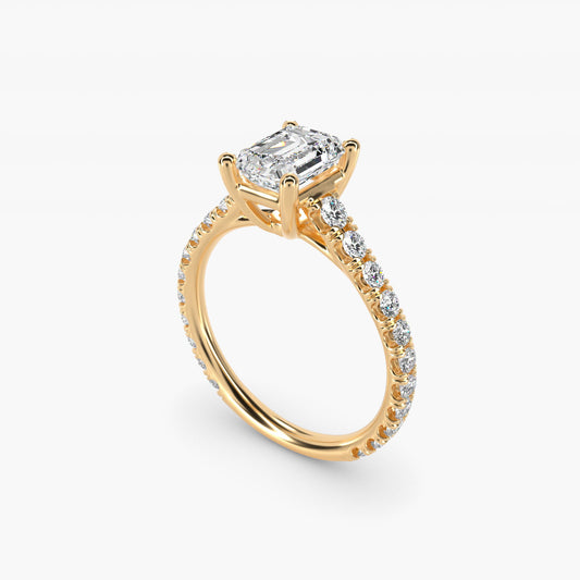The Gallery Collection™ Cathedral PavŽ Diamond Engagement Ring in 14K Yellow Gold (5/8 ct. tw.) - Emerald Center