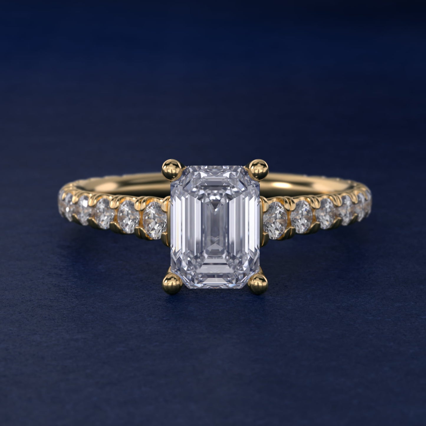 The Gallery Collection™ Cathedral PavŽ Diamond Engagement Ring in 14K Yellow Gold (5/8 ct. tw.) - Emerald Center